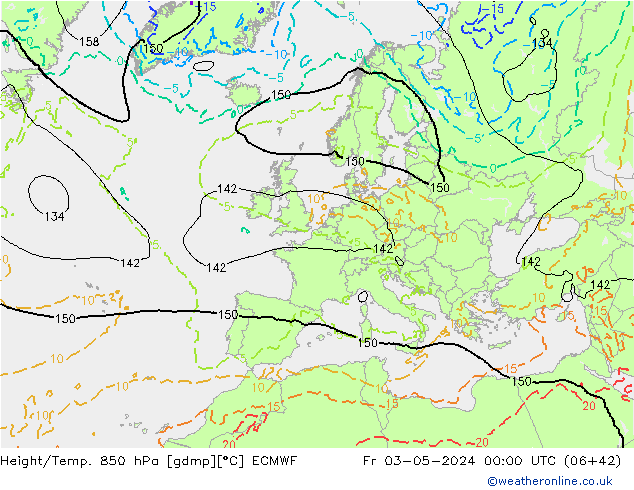 Z500/Yağmur (+YB)/Z850 ECMWF Cu 03.05.2024 00 UTC