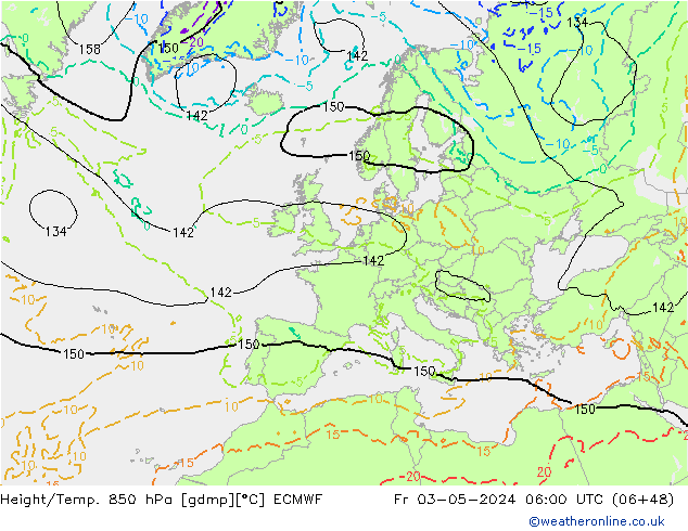 Height/Temp. 850 hPa ECMWF Fr 03.05.2024 06 UTC