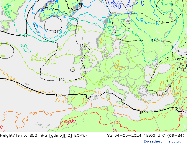 Z500/Rain (+SLP)/Z850 ECMWF so. 04.05.2024 18 UTC