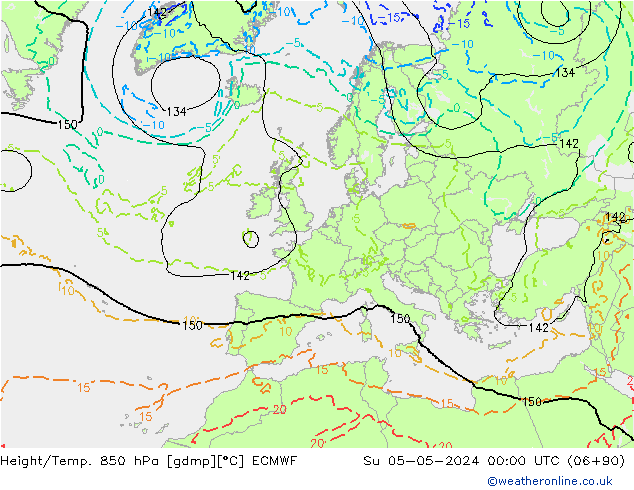 Hoogte/Temp. 850 hPa ECMWF zo 05.05.2024 00 UTC