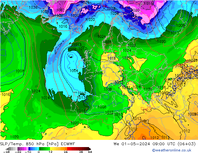 SLP/Temp. 850 hPa ECMWF We 01.05.2024 09 UTC