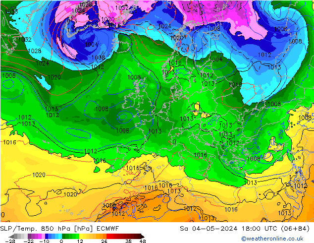 SLP/Temp. 850 hPa ECMWF za 04.05.2024 18 UTC