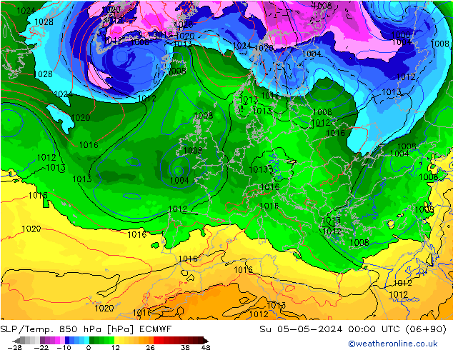 SLP/Temp. 850 hPa ECMWF So 05.05.2024 00 UTC