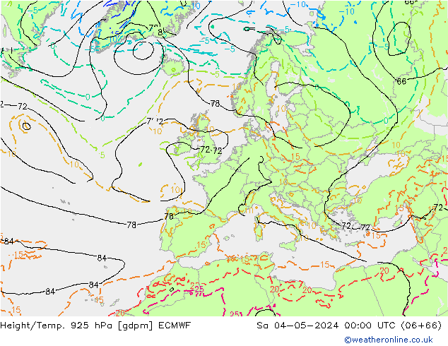 Géop./Temp. 925 hPa ECMWF sam 04.05.2024 00 UTC