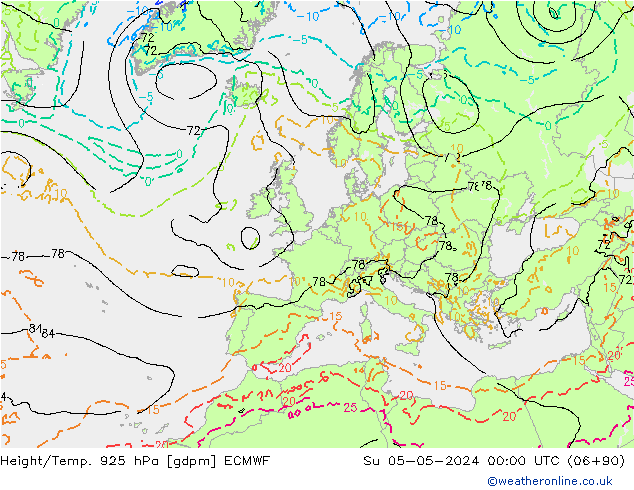 Yükseklik/Sıc. 925 hPa ECMWF Paz 05.05.2024 00 UTC