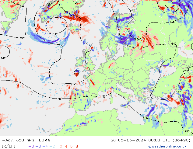 T-Adv. 850 hPa ECMWF Su 05.05.2024 00 UTC