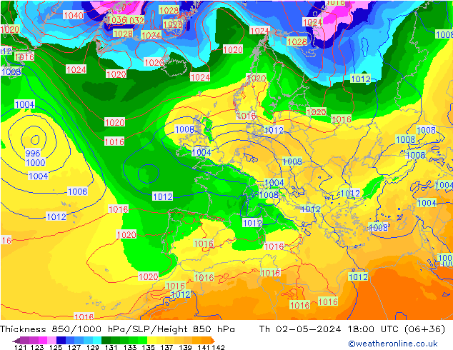 Thck 850-1000 hPa ECMWF jeu 02.05.2024 18 UTC