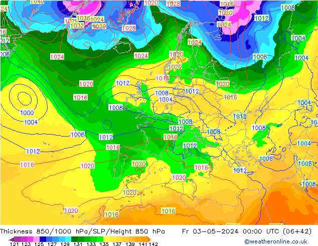 Schichtdicke 850-1000 hPa ECMWF Fr 03.05.2024 00 UTC