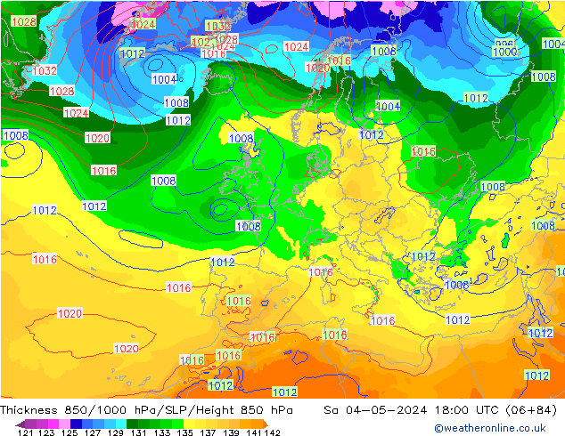 Schichtdicke 850-1000 hPa ECMWF Sa 04.05.2024 18 UTC