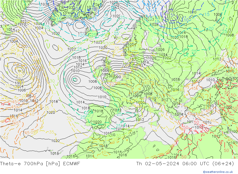 Theta-e 700hPa ECMWF jeu 02.05.2024 06 UTC