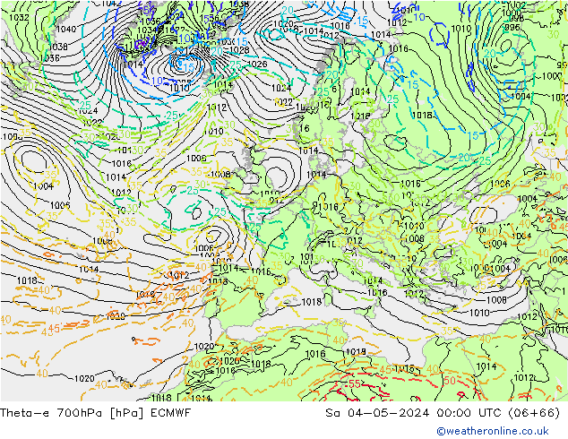 Theta-e 700hPa ECMWF Sa 04.05.2024 00 UTC