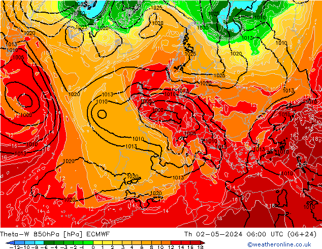 Theta-W 850hPa ECMWF Do 02.05.2024 06 UTC