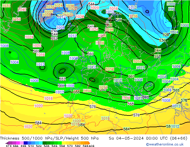 Thck 500-1000hPa ECMWF Sa 04.05.2024 00 UTC