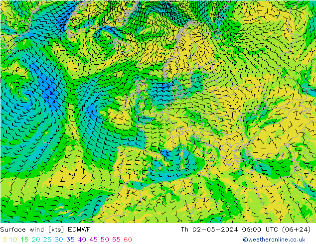 Surface wind ECMWF Th 02.05.2024 06 UTC