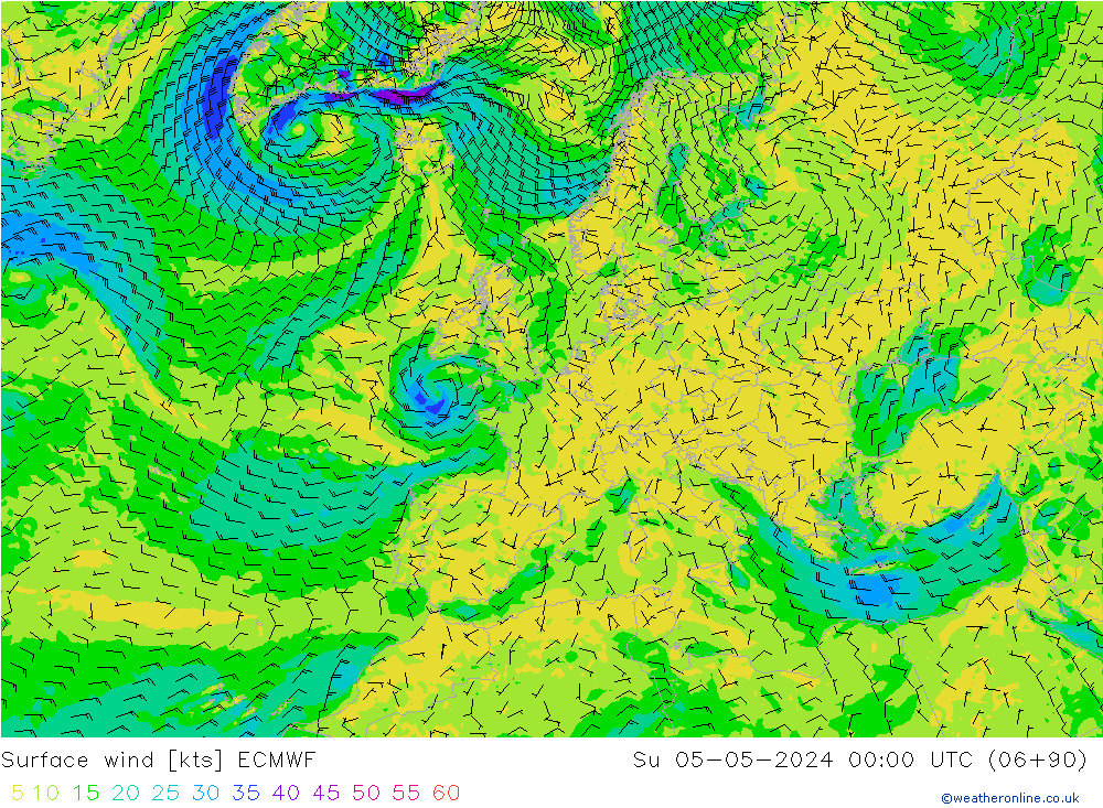 Bodenwind ECMWF So 05.05.2024 00 UTC