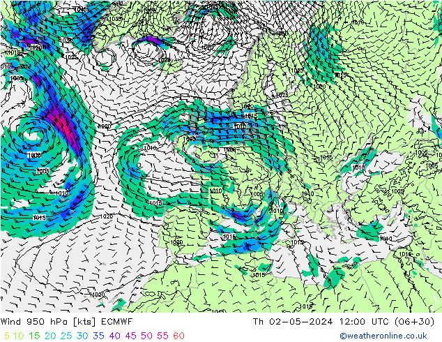 Wind 950 hPa ECMWF Th 02.05.2024 12 UTC