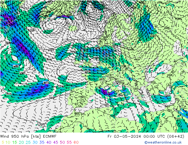 Wind 950 hPa ECMWF Fr 03.05.2024 00 UTC