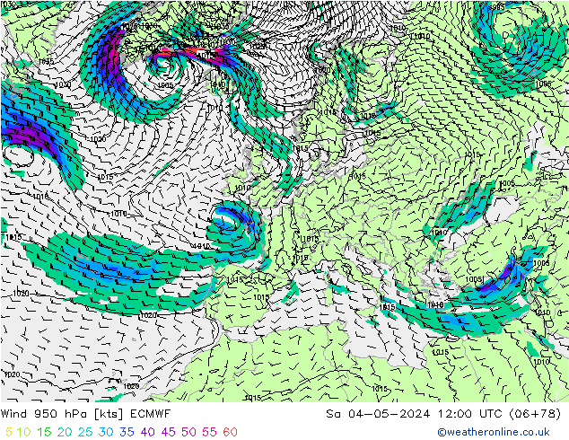 Wind 950 hPa ECMWF Sa 04.05.2024 12 UTC