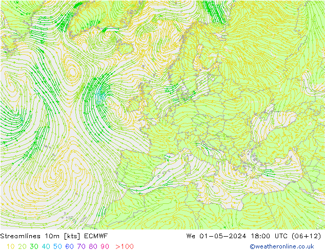 Stromlinien 10m ECMWF Mi 01.05.2024 18 UTC