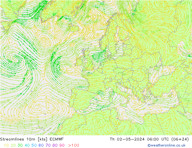 Stromlinien 10m ECMWF Do 02.05.2024 06 UTC