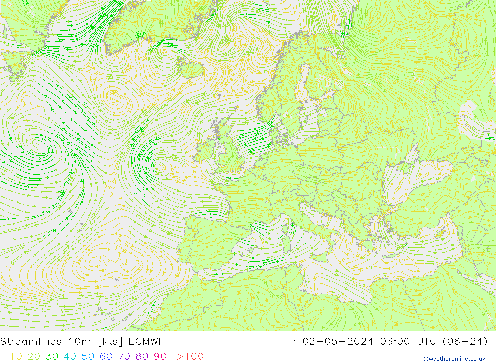 Stromlinien 10m ECMWF Do 02.05.2024 06 UTC