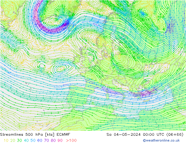 Rüzgar 500 hPa ECMWF Cts 04.05.2024 00 UTC