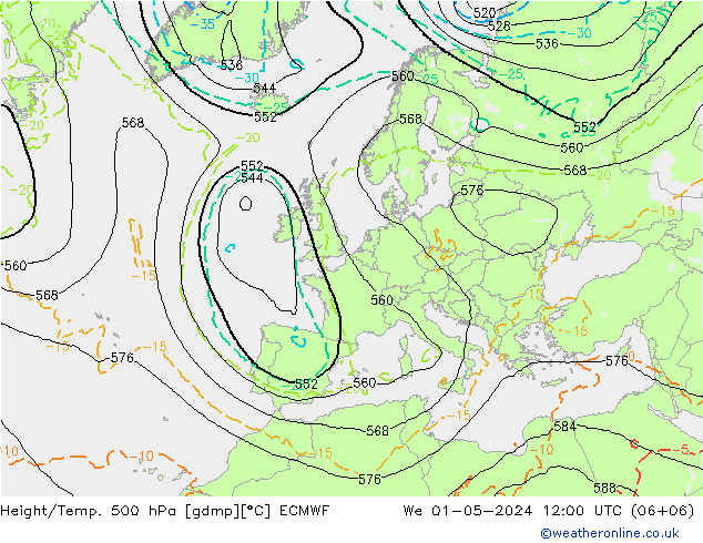 Z500/Regen(+SLP)/Z850 ECMWF wo 01.05.2024 12 UTC