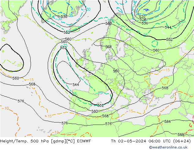 Z500/Yağmur (+YB)/Z850 ECMWF Per 02.05.2024 06 UTC