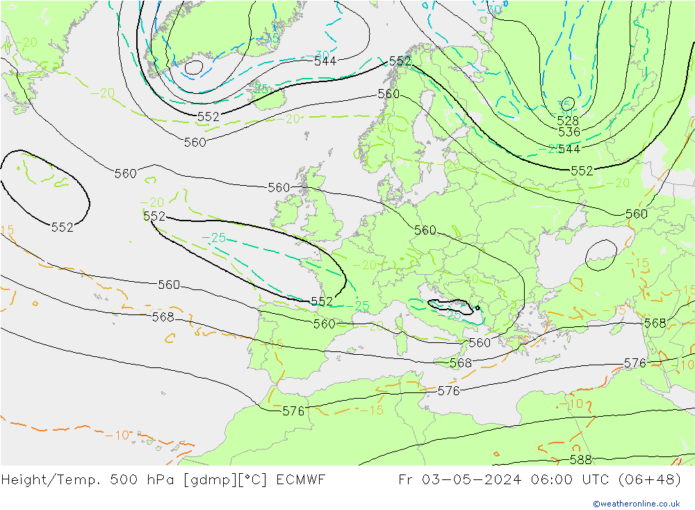 Height/Temp. 500 hPa ECMWF  03.05.2024 06 UTC