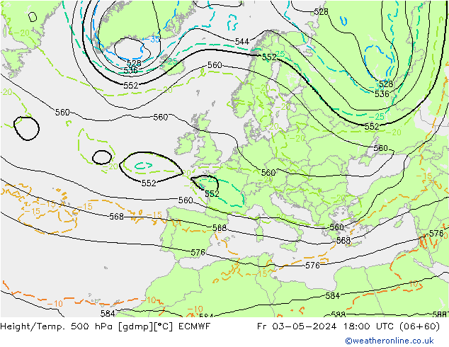 Z500/Rain (+SLP)/Z850 ECMWF Fr 03.05.2024 18 UTC