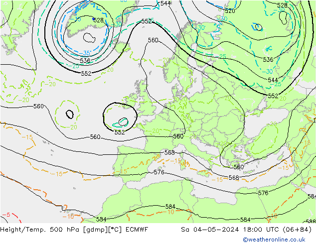 Z500/Rain (+SLP)/Z850 ECMWF sáb 04.05.2024 18 UTC