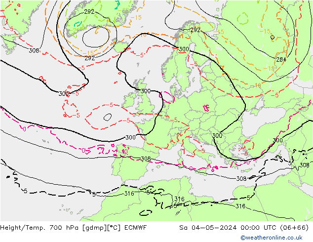 Height/Temp. 700 hPa ECMWF Sa 04.05.2024 00 UTC