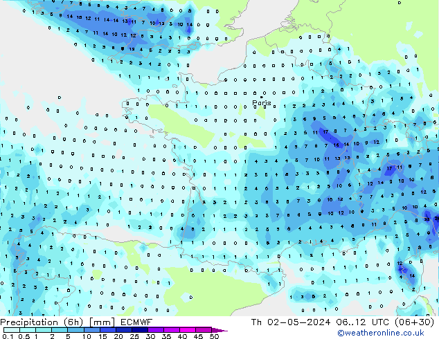 Z500/Yağmur (+YB)/Z850 ECMWF Per 02.05.2024 12 UTC