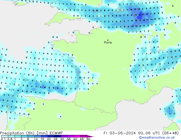 Z500/Rain (+SLP)/Z850 ECMWF Fr 03.05.2024 06 UTC