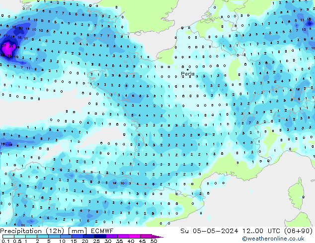 Precipitazione (12h) ECMWF dom 05.05.2024 00 UTC