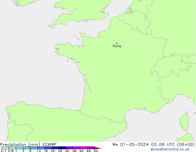 Precipitation ECMWF We 01.05.2024 06 UTC