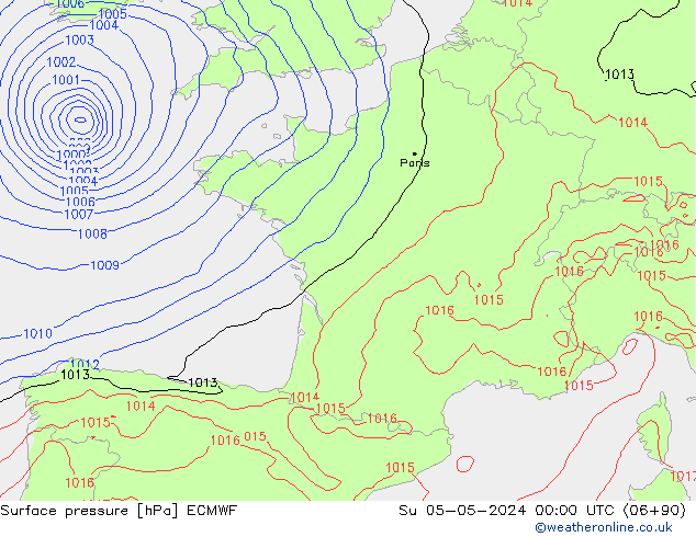 Surface pressure ECMWF Su 05.05.2024 00 UTC