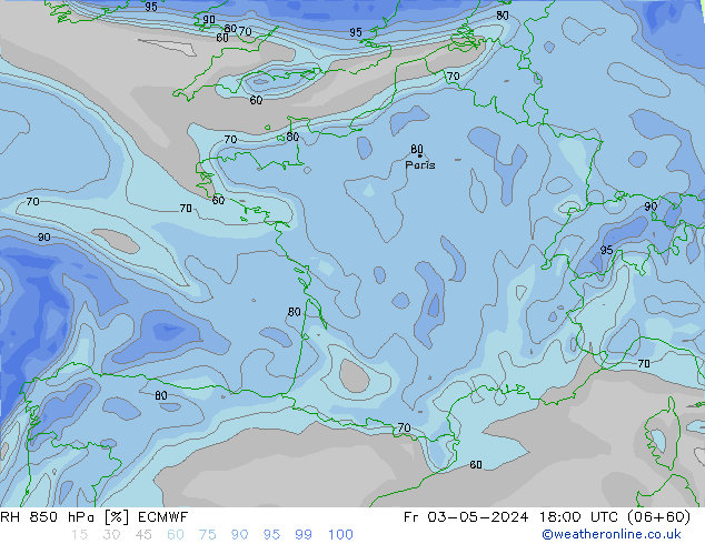 RH 850 hPa ECMWF Fr 03.05.2024 18 UTC