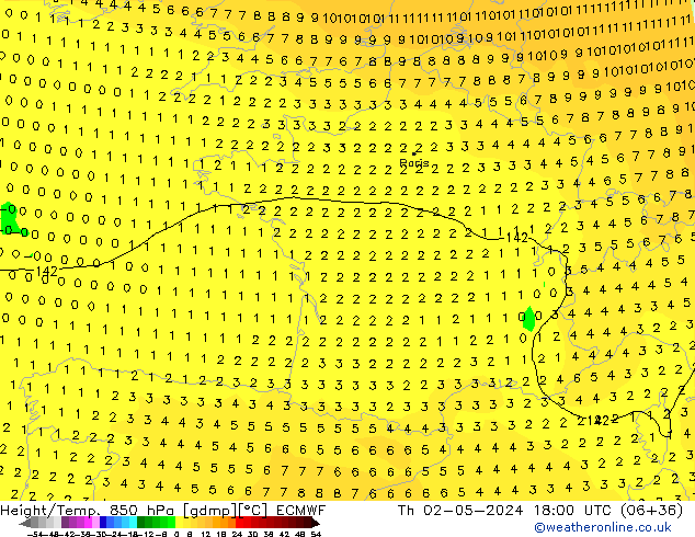 Z500/Rain (+SLP)/Z850 ECMWF Do 02.05.2024 18 UTC