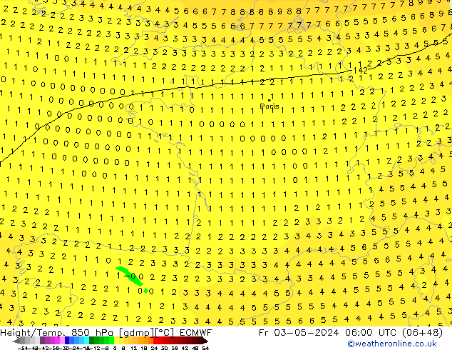 Z500/Yağmur (+YB)/Z850 ECMWF Cu 03.05.2024 06 UTC