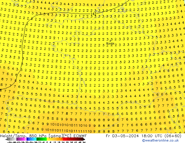 Z500/Rain (+SLP)/Z850 ECMWF Pá 03.05.2024 18 UTC