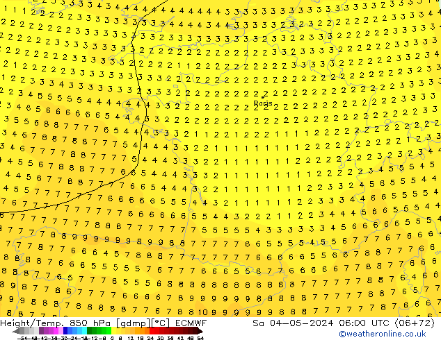 Z500/Rain (+SLP)/Z850 ECMWF sab 04.05.2024 06 UTC