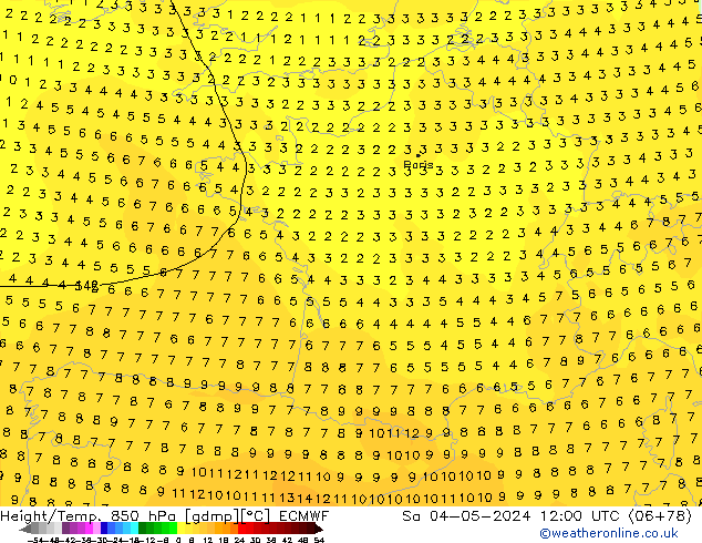 Z500/Rain (+SLP)/Z850 ECMWF Sa 04.05.2024 12 UTC