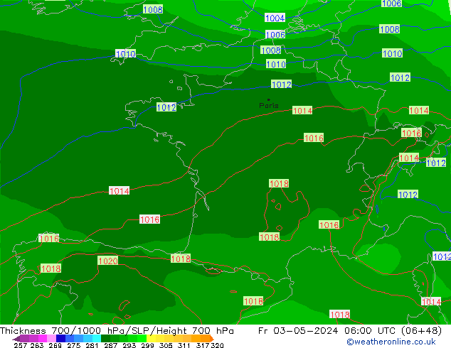 Thck 700-1000 hPa ECMWF Fr 03.05.2024 06 UTC