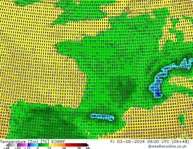 Temperaturkarte (2m) ECMWF Fr 03.05.2024 06 UTC