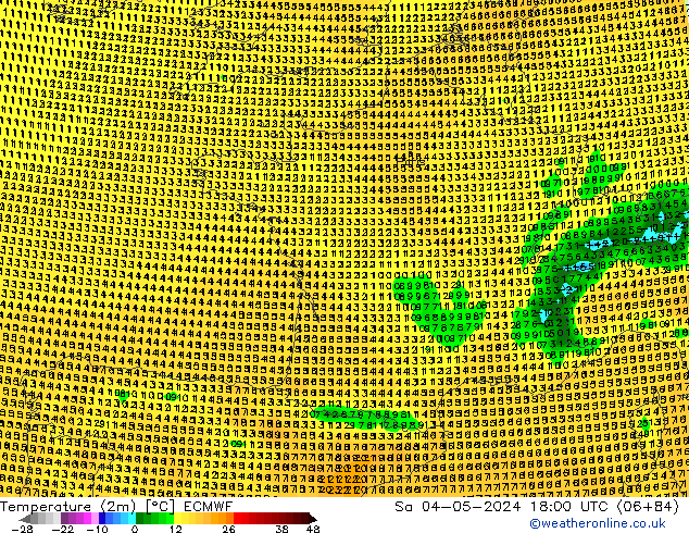 Temperature (2m) ECMWF Sa 04.05.2024 18 UTC