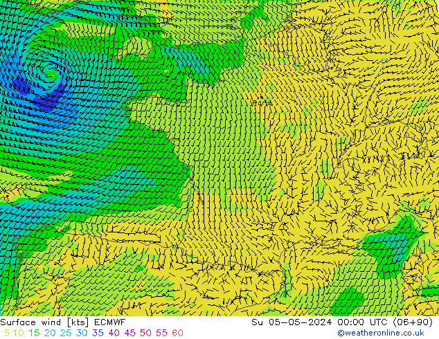 Surface wind ECMWF Su 05.05.2024 00 UTC