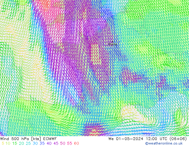 Wind 500 hPa ECMWF Mi 01.05.2024 12 UTC