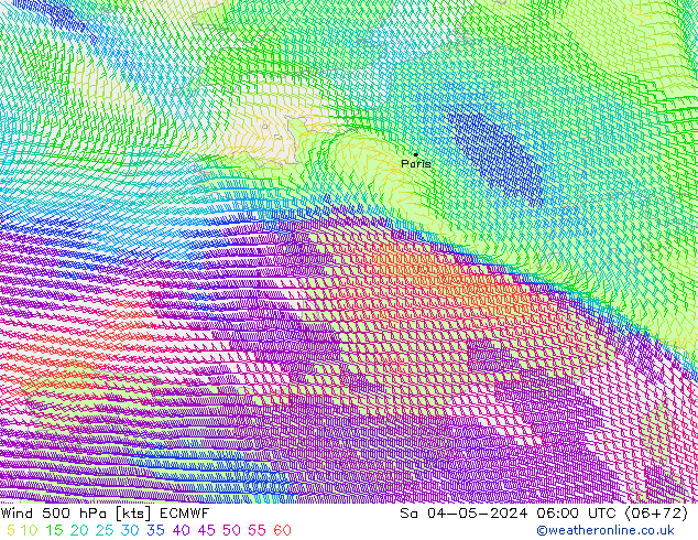 Wind 500 hPa ECMWF Sa 04.05.2024 06 UTC