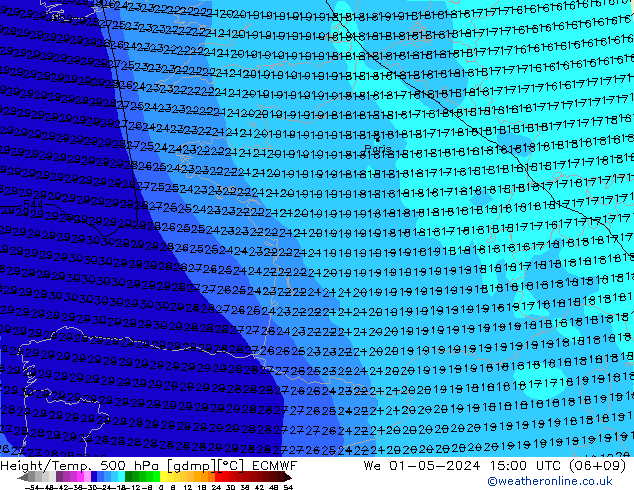 Height/Temp. 500 hPa ECMWF St 01.05.2024 15 UTC
